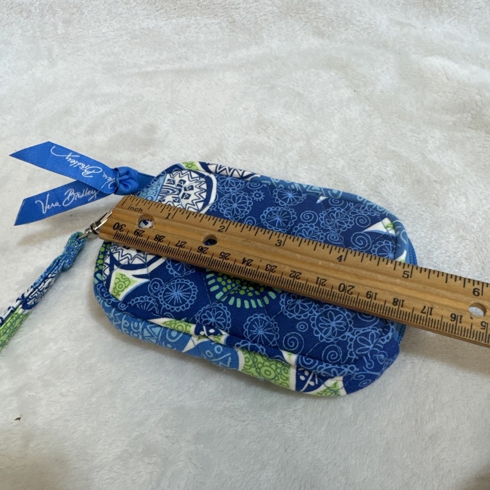 Vera Bradley Wristlet Coin Purse Wallet Zip Pouch Blue‎ Green Floral - Picture 8 of 9